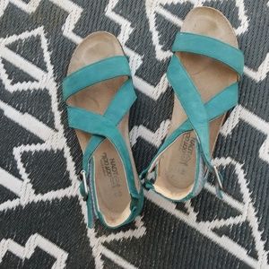 Naot teal colored sandals size 40